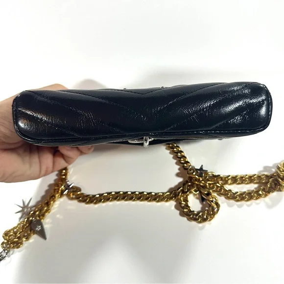 New Rebecca Minkoff Edie Leather Crossbody Bag Black Celestial Charm Quilted - Picture 14 of 14
